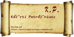 Kürti Petróniusz névjegykártya